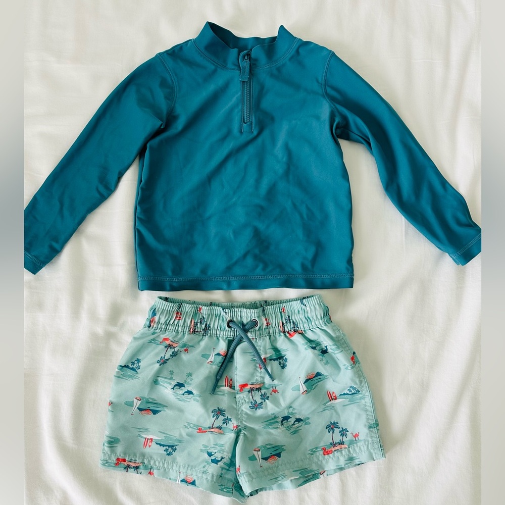 Carter’s Toddler Boy Swim Trunks & Rash Guard Set 2T